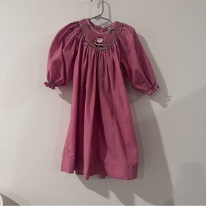 Remember Nguyen Toddler Girls Santa Smocked Bishop Dress 2T Christmas Holiday